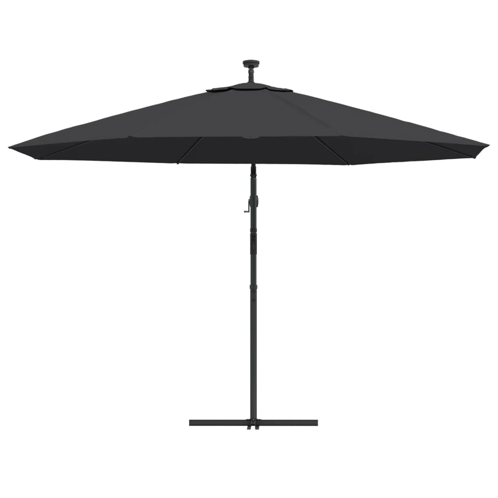 vidaXL Umbrelă în consolă de grădină cu LED-uri, negru, 350 cm vidaXL Umbrelă în consolă de grădină cu LED-uri, negru, 350 cm