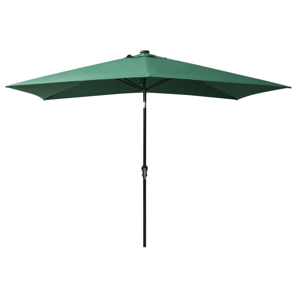 vidaXL Umbrelă de soare cu stâlp din oțel & LED-uri, verde, 2x3 m vidaXL Umbrelă de soare cu stâlp din oțel & LED-uri, verde, 2x3 m