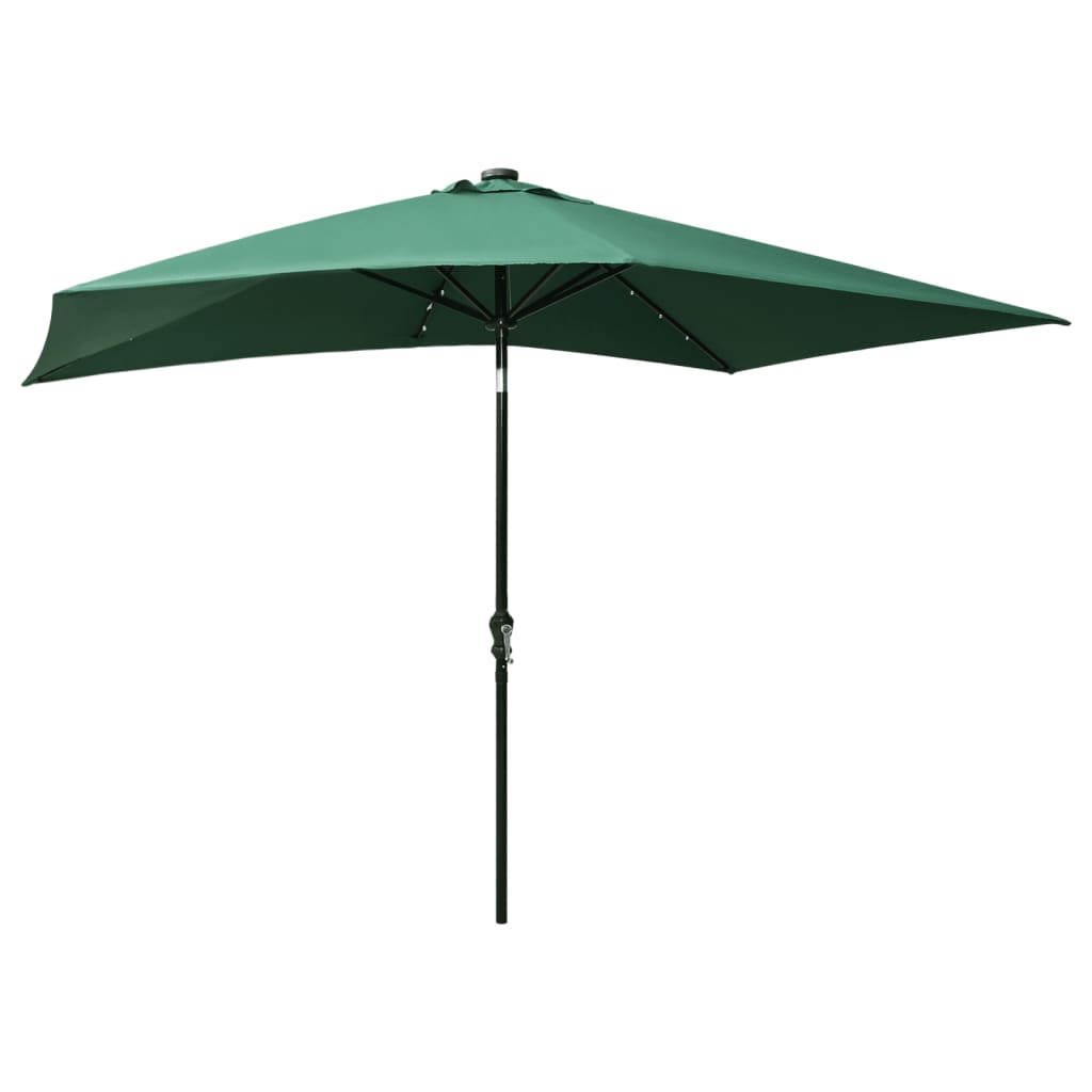 vidaXL Umbrelă de soare cu stâlp din oțel & LED-uri, verde, 2x3 m vidaXL Umbrelă de soare cu stâlp din oțel & LED-uri, verde, 2x3 m