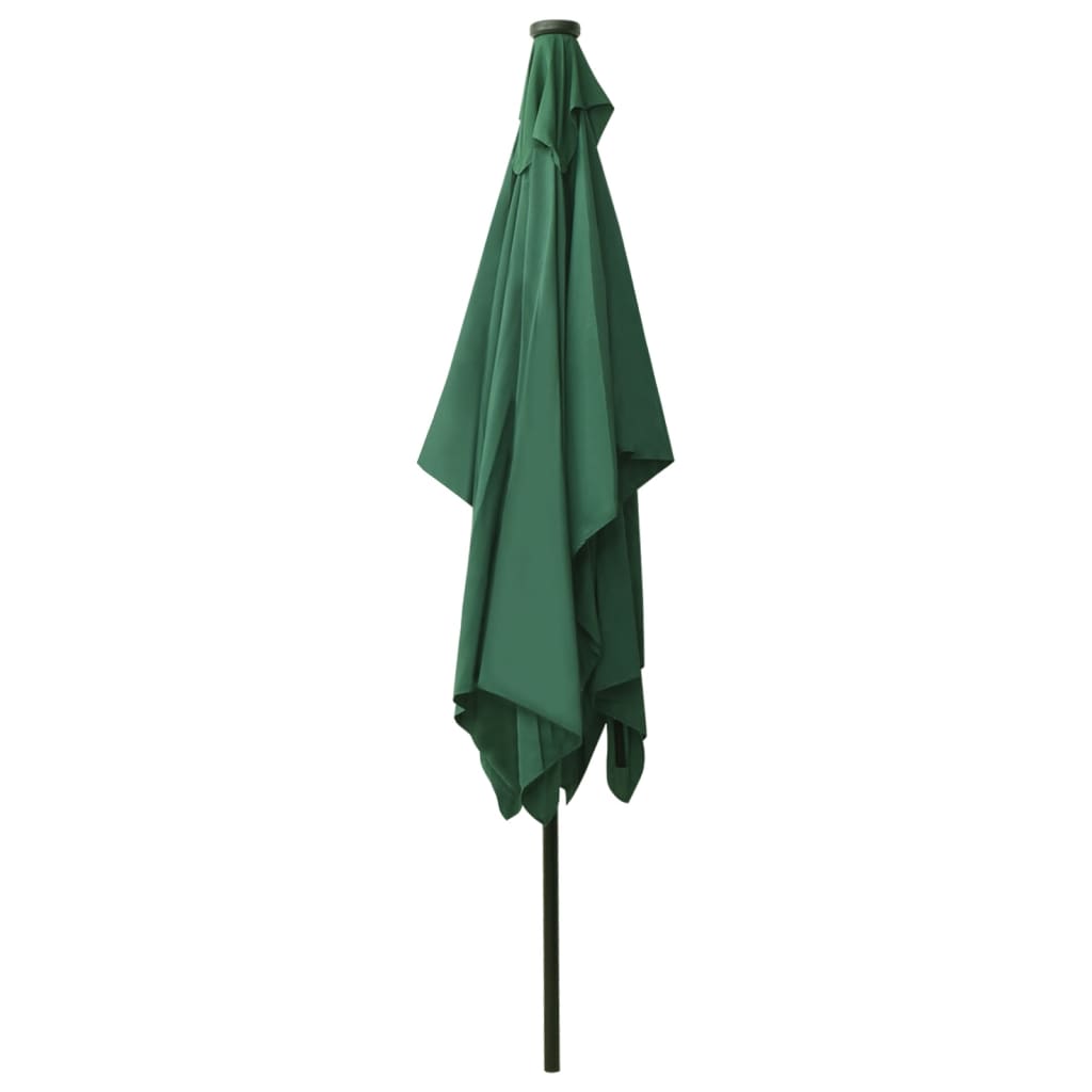 vidaXL Umbrelă de soare cu stâlp din oțel & LED-uri, verde, 2x3 m vidaXL Umbrelă de soare cu stâlp din oțel & LED-uri, verde, 2x3 m