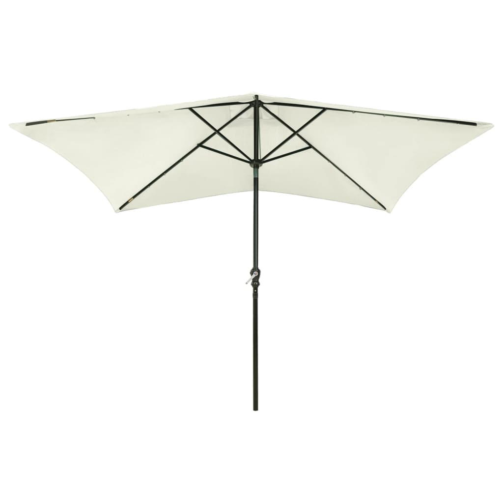 vidaXL Umbrelă de soare cu stâlp din oțel & LED-uri, nisipiu, 2x3 m vidaXL Umbrelă de soare cu stâlp din oțel & LED-uri, nisipiu, 2x3 m