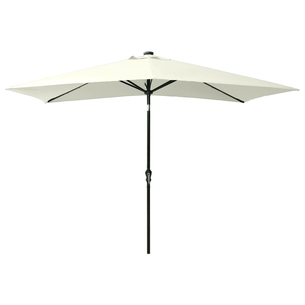 vidaXL Umbrelă de soare cu stâlp din oțel & LED-uri, nisipiu, 2x3 m vidaXL Umbrelă de soare cu stâlp din oțel & LED-uri, nisipiu, 2x3 m