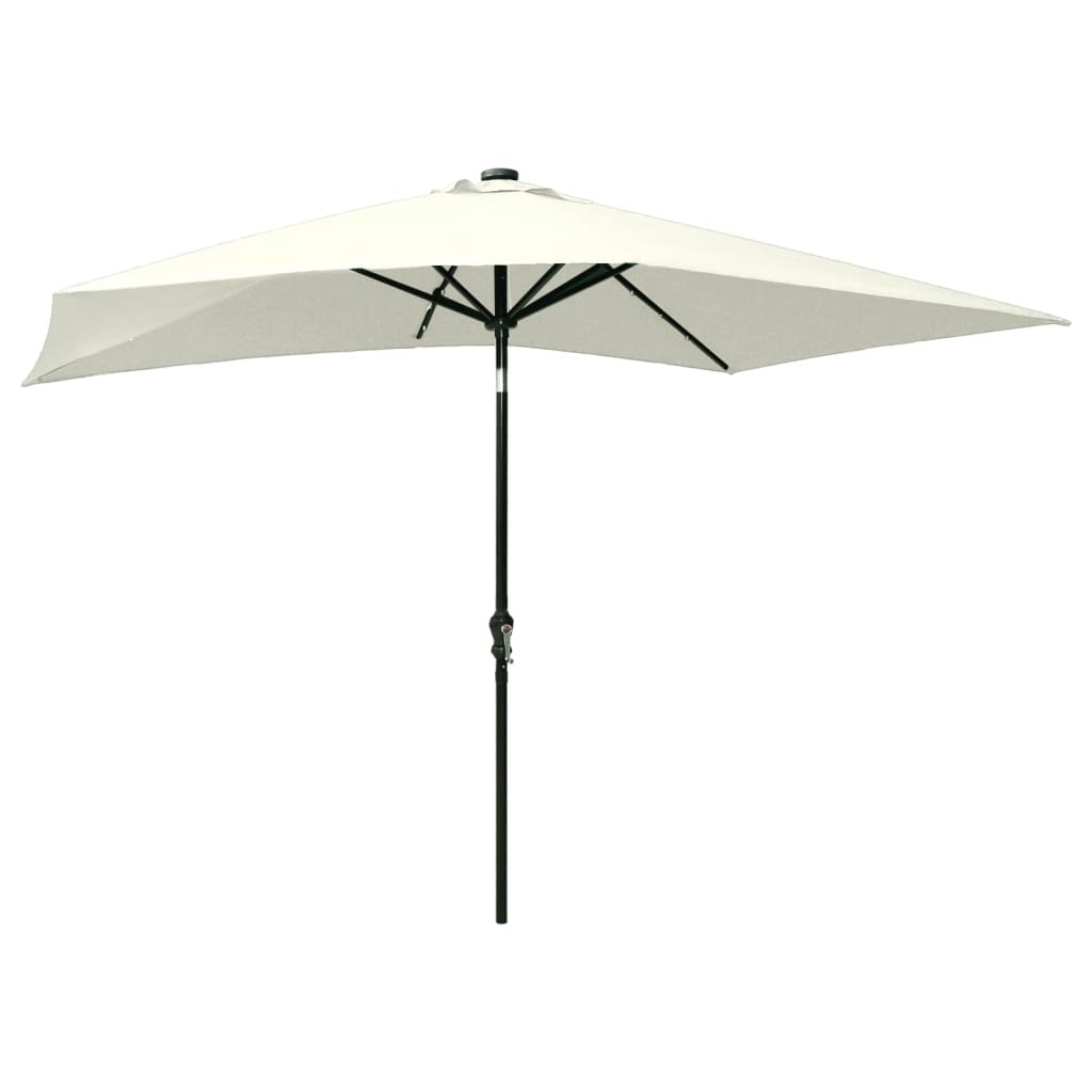 vidaXL Umbrelă de soare cu stâlp din oțel & LED-uri, nisipiu, 2x3 m vidaXL Umbrelă de soare cu stâlp din oțel & LED-uri, nisipiu, 2x3 m