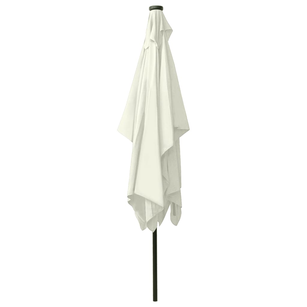 vidaXL Umbrelă de soare cu stâlp din oțel & LED-uri, nisipiu, 2x3 m vidaXL Umbrelă de soare cu stâlp din oțel & LED-uri, nisipiu, 2x3 m