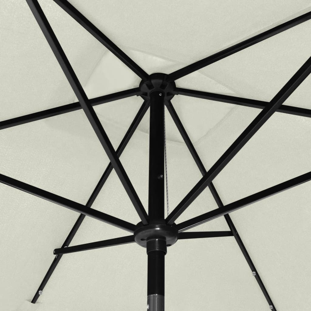 vidaXL Umbrelă de soare cu stâlp din oțel & LED-uri, nisipiu, 2x3 m vidaXL Umbrelă de soare cu stâlp din oțel & LED-uri, nisipiu, 2x3 m