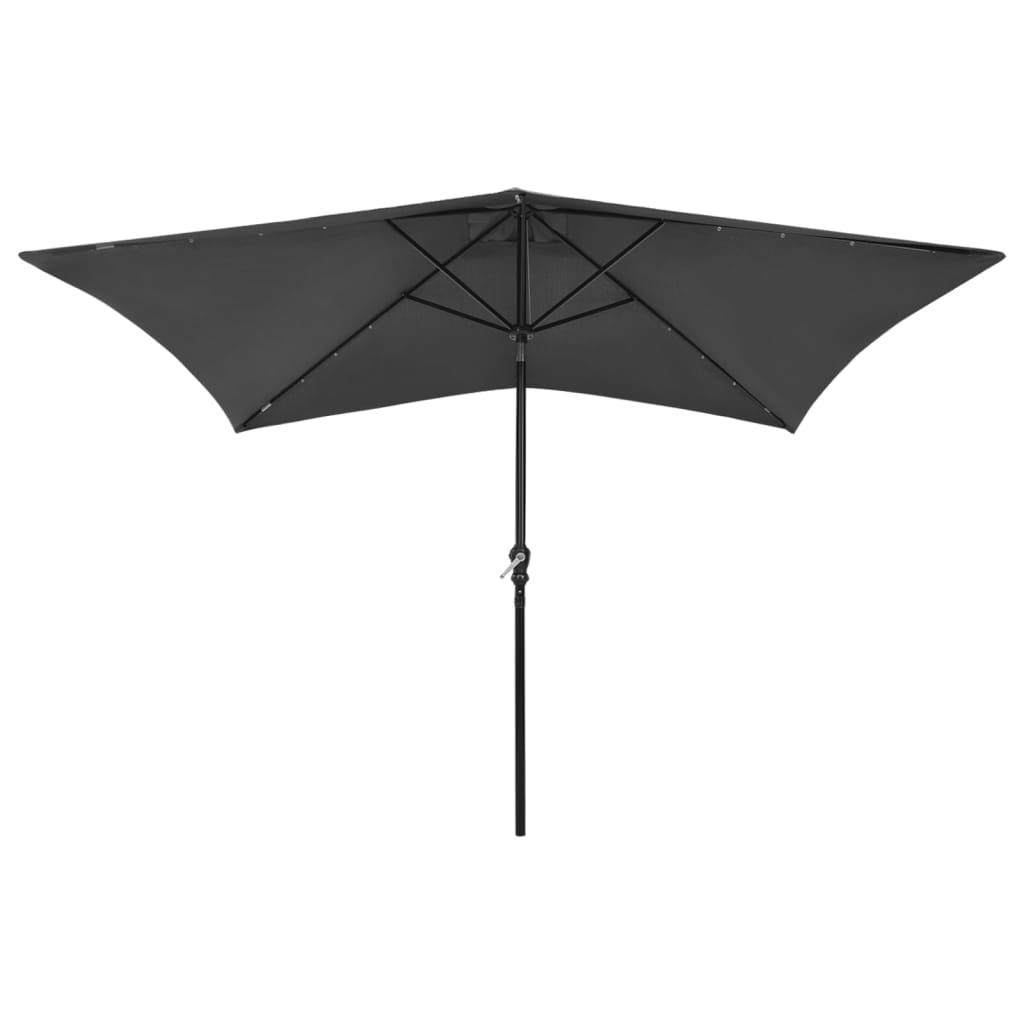 vidaXL Umbrelă de soare cu LED-uri și stâlp din oțel, antracit, 2x3 m vidaXL Umbrelă de soare cu LED-uri și stâlp din oțel, antracit, 2x3 m