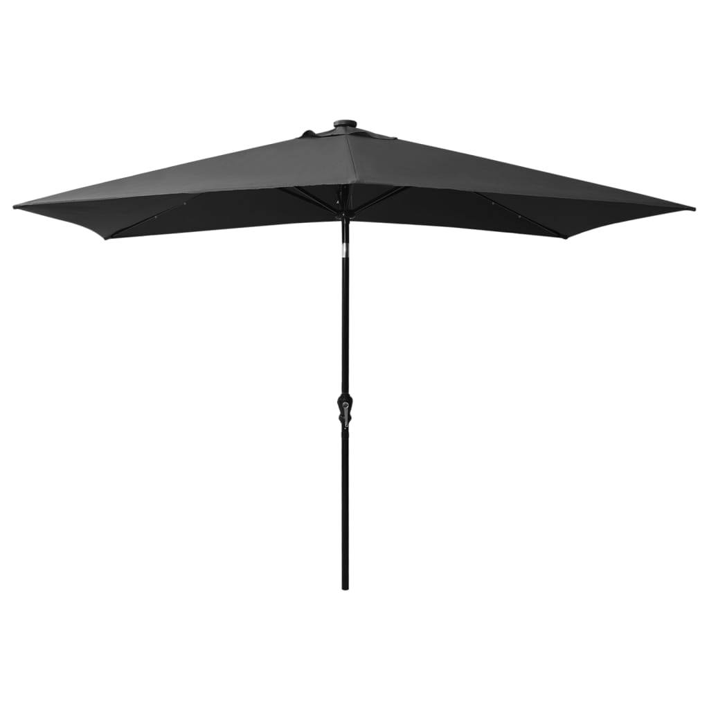 vidaXL Umbrelă de soare cu LED-uri și stâlp din oțel, antracit, 2x3 m vidaXL Umbrelă de soare cu LED-uri și stâlp din oțel, antracit, 2x3 m