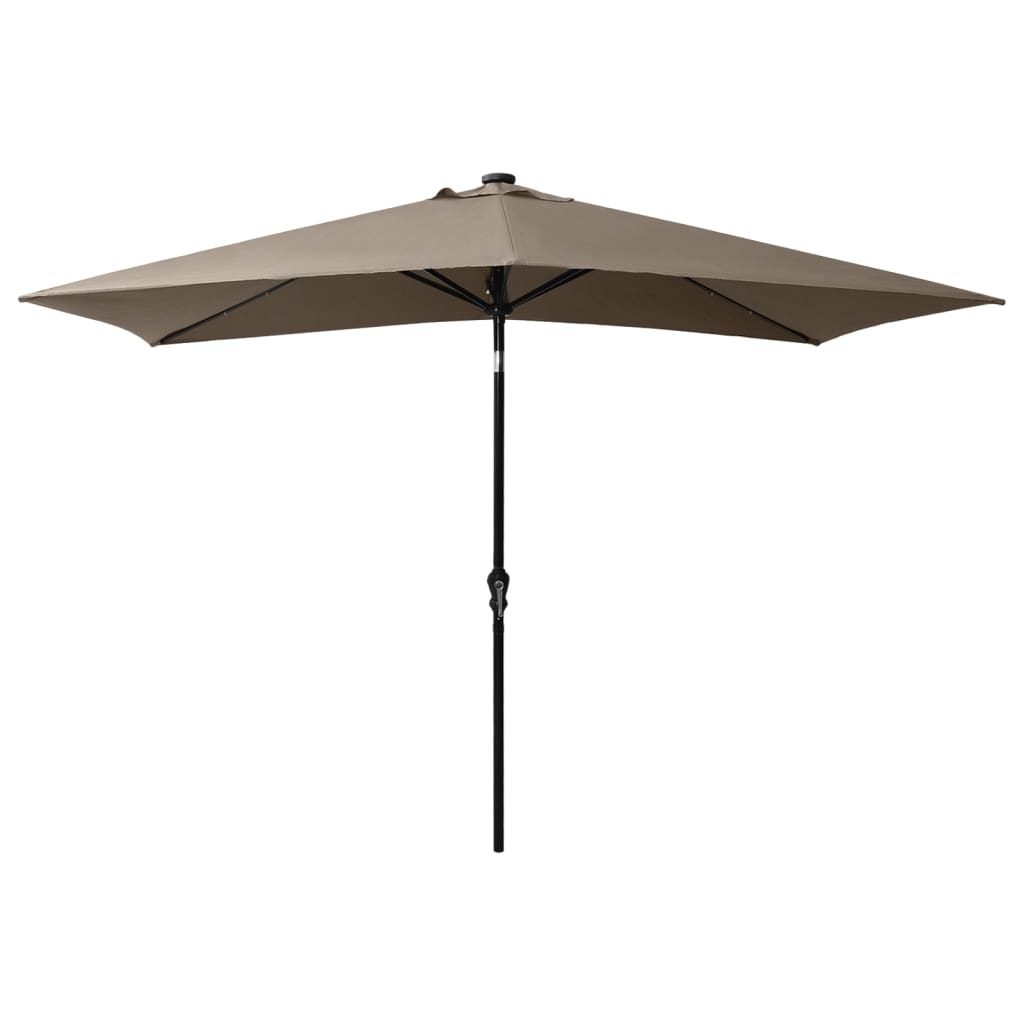 vidaXL Umbrelă de soare cu stâlp din oțel & LED-uri, taupe, 2x3 m