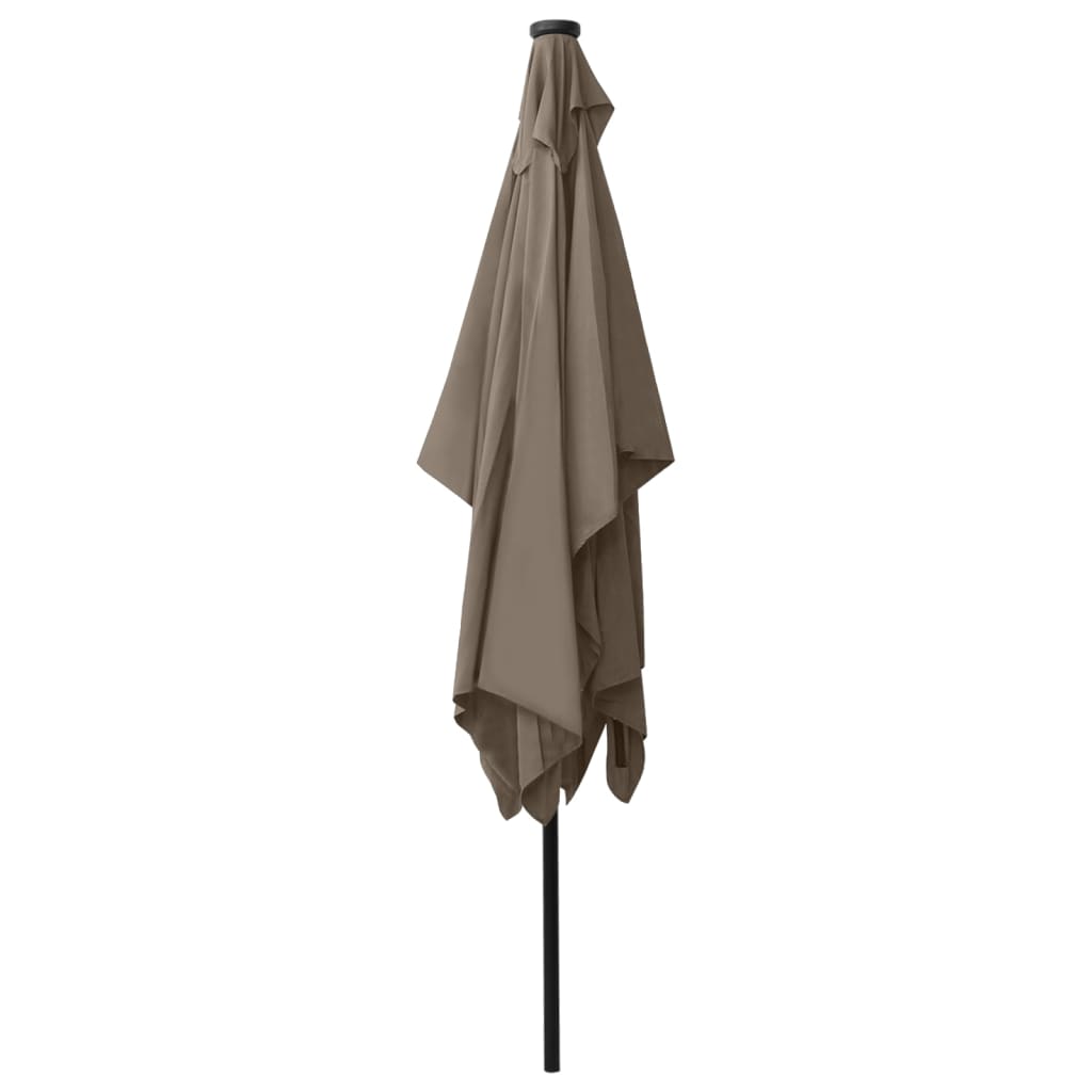 vidaXL Umbrelă de soare cu stâlp din oțel & LED-uri, taupe, 2x3 m