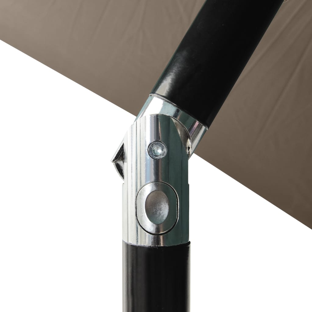 vidaXL Umbrelă de soare cu stâlp din oțel & LED-uri, taupe, 2x3 m
