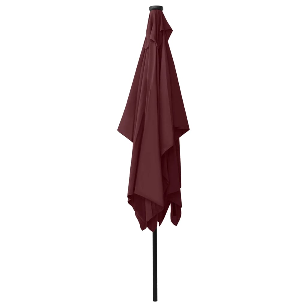 vidaXL Umbrelă de soare cu stâlp din oțel & LED-uri, roșu bordo, 2x3 m