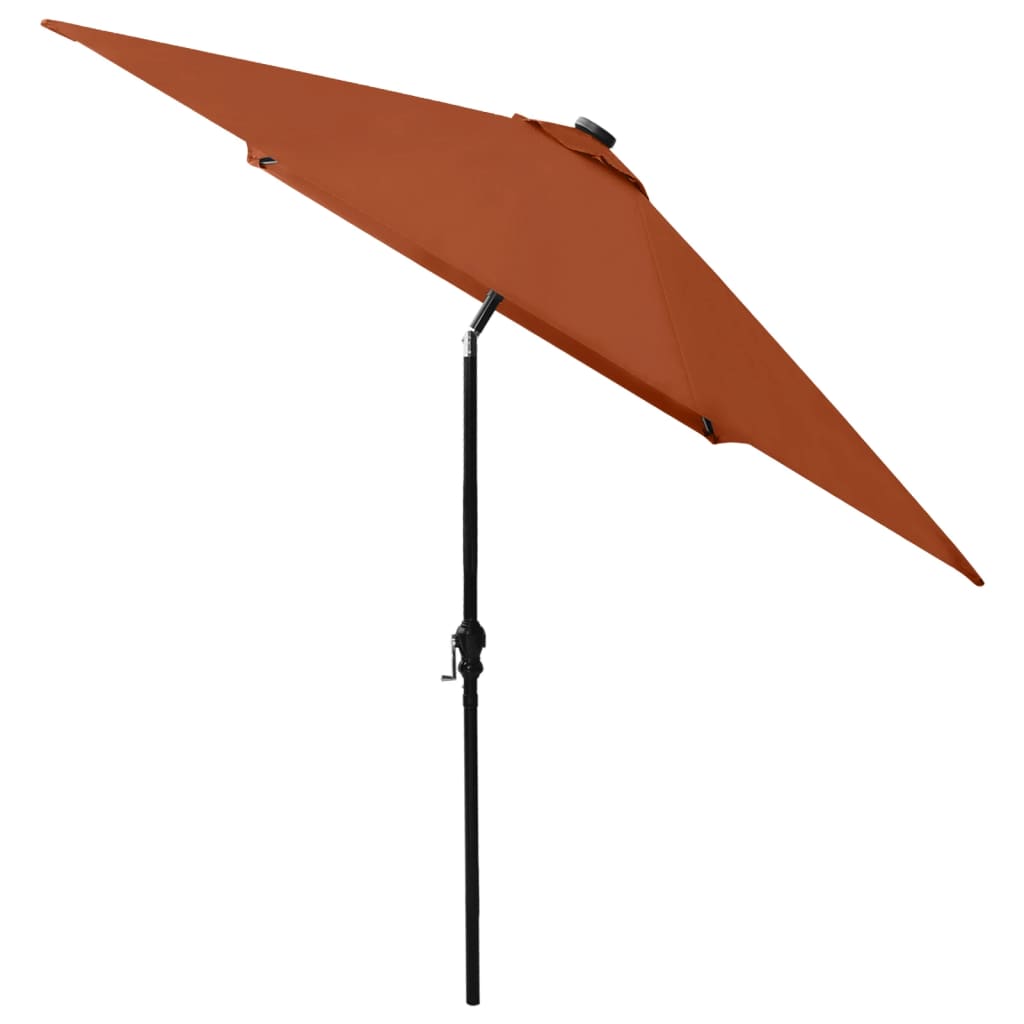 vidaXL Umbrelă de soare cu LED-uri & stâlp din oțel, cărămiziu, 2x3 m