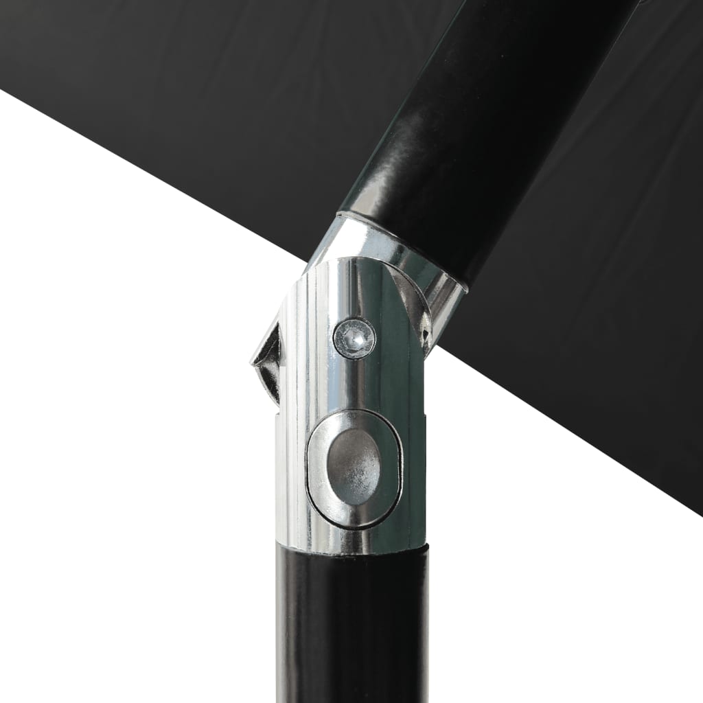 vidaXL Umbrelă de soare cu stâlp din oțel & LED-uri, negru, 2x3 m vidaXL Umbrelă de soare cu stâlp din oțel & LED-uri, negru, 2x3 m