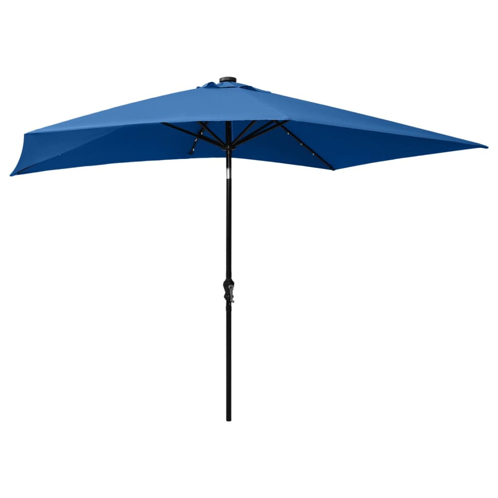 vidaXL Umbrelă de soare, stâlp din oțel/LED-uri, albastru azur, 2x3 m vidaXL Umbrelă de soare, stâlp din oțel/LED-uri, albastru azur, 2x3 m