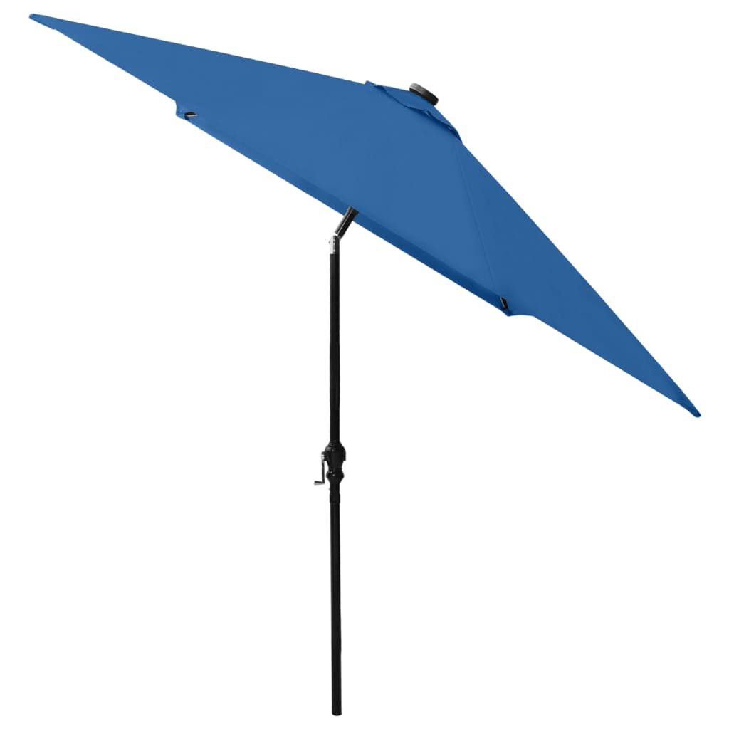 vidaXL Umbrelă de soare, stâlp din oțel/LED-uri, albastru azur, 2x3 m vidaXL Umbrelă de soare, stâlp din oțel/LED-uri, albastru azur, 2x3 m