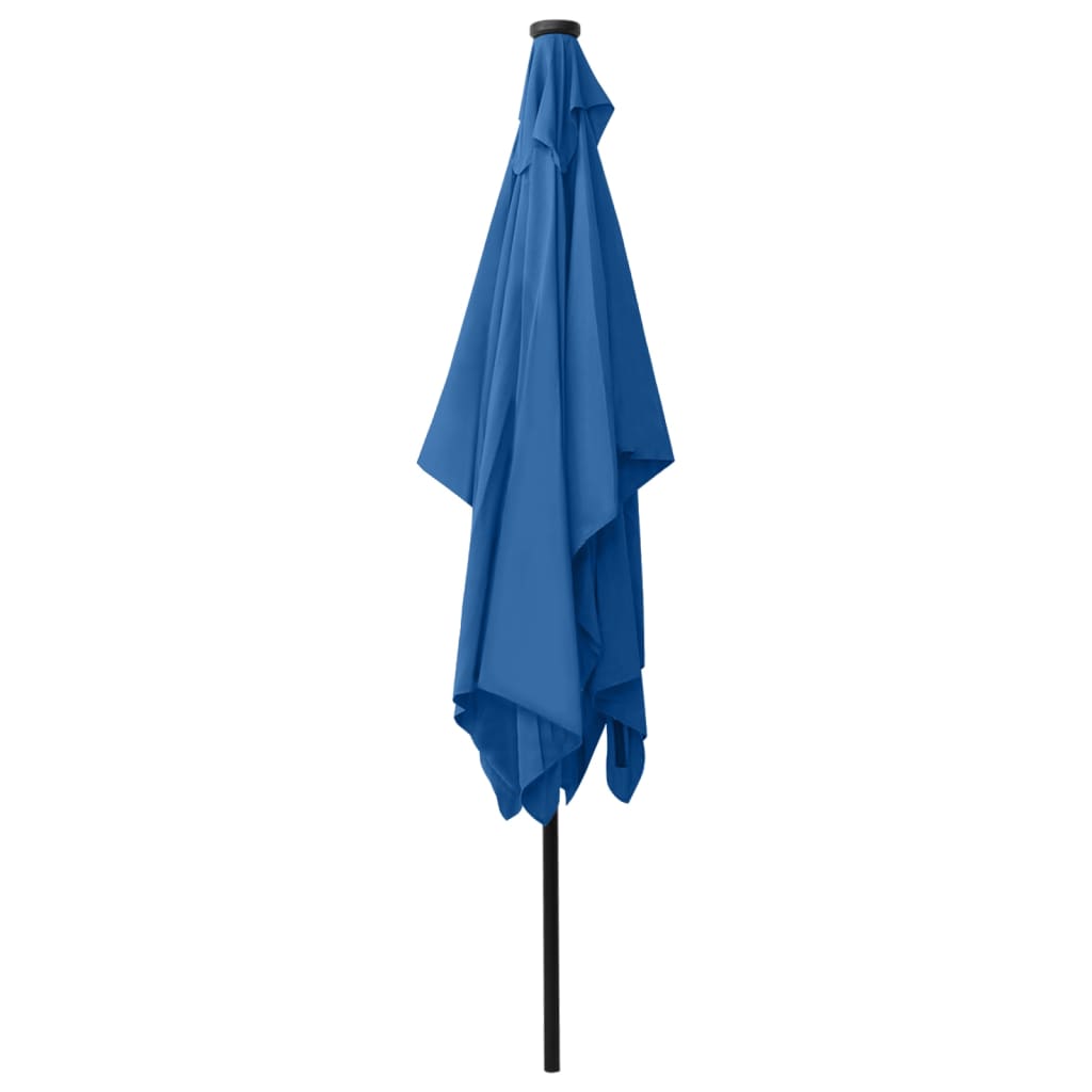 vidaXL Umbrelă de soare, stâlp din oțel/LED-uri, albastru azur, 2x3 m vidaXL Umbrelă de soare, stâlp din oțel/LED-uri, albastru azur, 2x3 m
