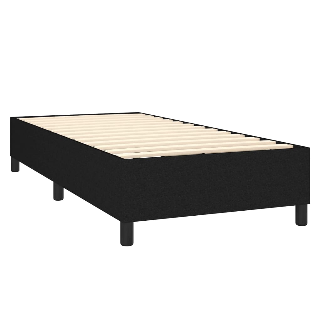 vidaXL Pat cu arcuri, saltea și LED, negru, 90x200 cm, textil