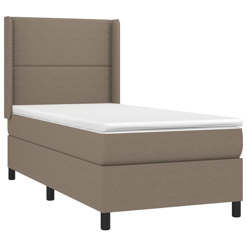 vidaXL Pat cu arcuri, saltea și LED, Gri taupe, 100x200 cm, textil vidaXL Pat cu arcuri, saltea și LED, Gri taupe, 100x200 cm, textil