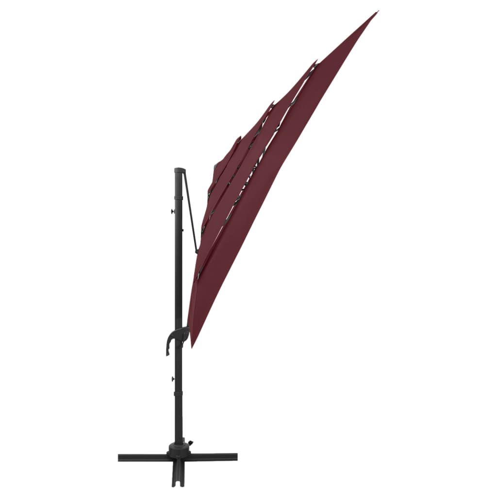 vidaXL Umbrelă cu 4 niveluri, stâlp aluminiu, roșu bordo, 250x250 cm vidaXL Umbrelă cu 4 niveluri, stâlp aluminiu, roșu bordo, 250x250 cm