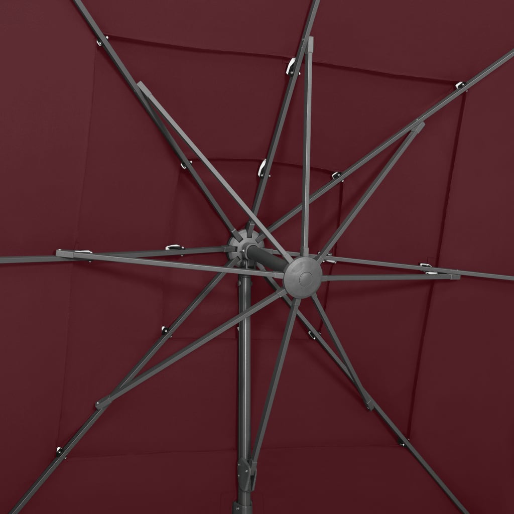 vidaXL Umbrelă cu 4 niveluri, stâlp aluminiu, roșu bordo, 250x250 cm vidaXL Umbrelă cu 4 niveluri, stâlp aluminiu, roșu bordo, 250x250 cm