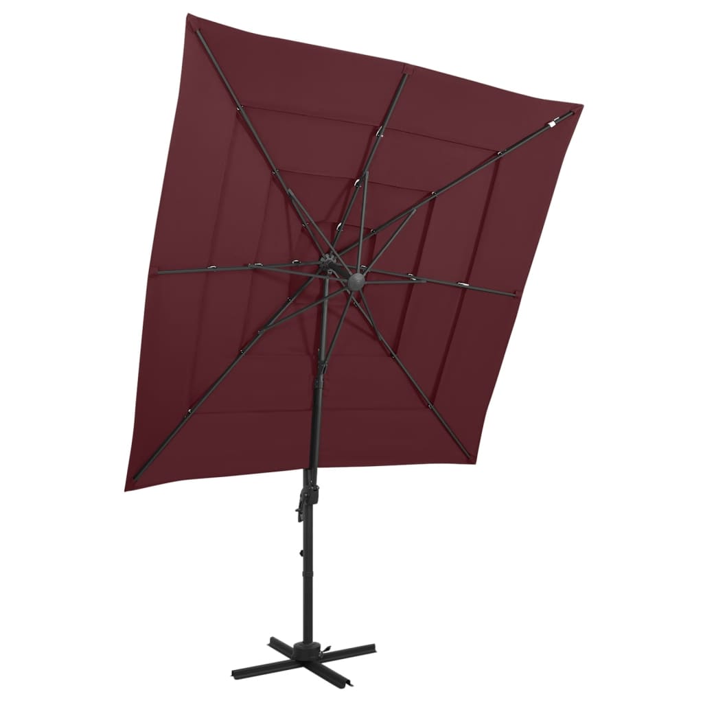 vidaXL Umbrelă cu 4 niveluri, stâlp aluminiu, roșu bordo, 250x250 cm vidaXL Umbrelă cu 4 niveluri, stâlp aluminiu, roșu bordo, 250x250 cm