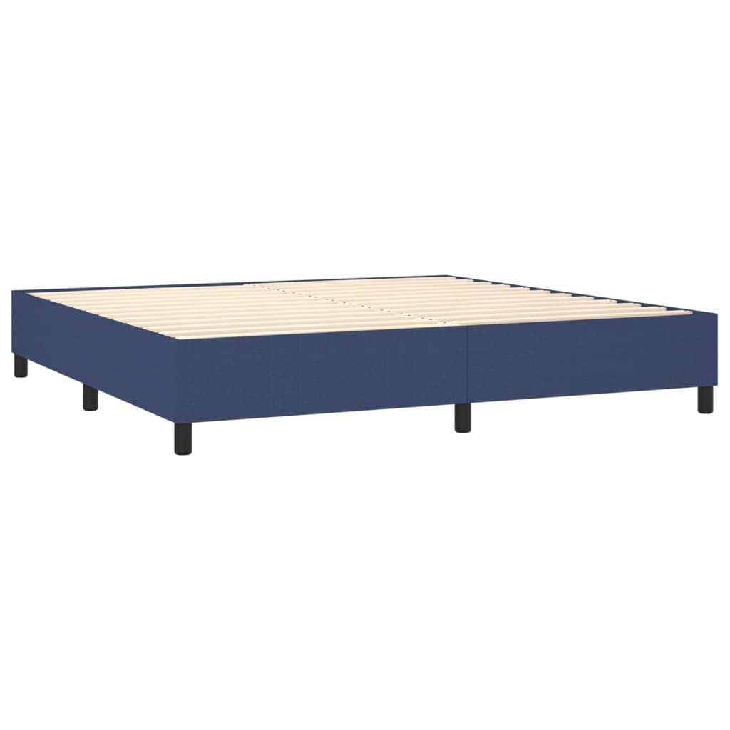 vidaXL Pat cu arcuri, saltea și LED, albastru, 200x200 cm, textil