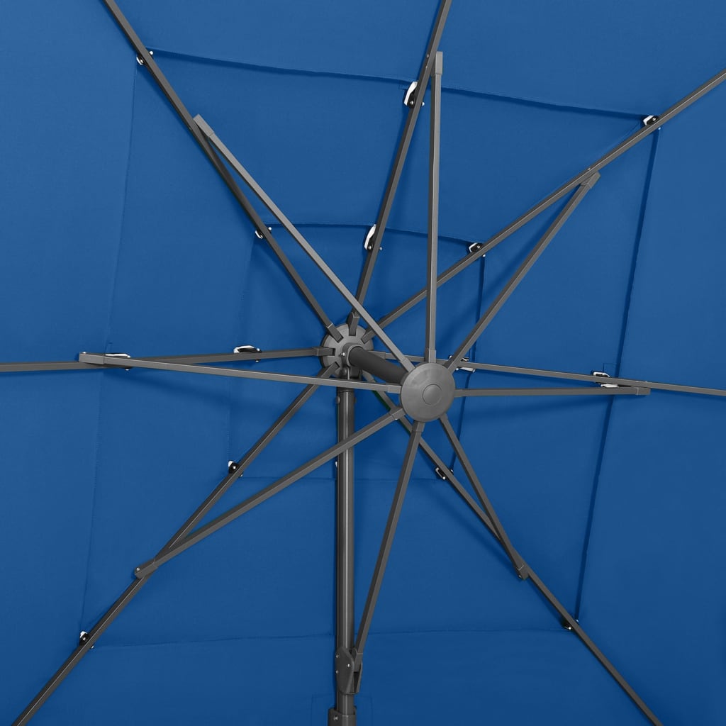 vidaXL Umbrelă cu 4 niveluri, stâlp aluminiu, albastru azur 250x250 cm vidaXL Umbrelă cu 4 niveluri, stâlp aluminiu, albastru azur 250x250 cm