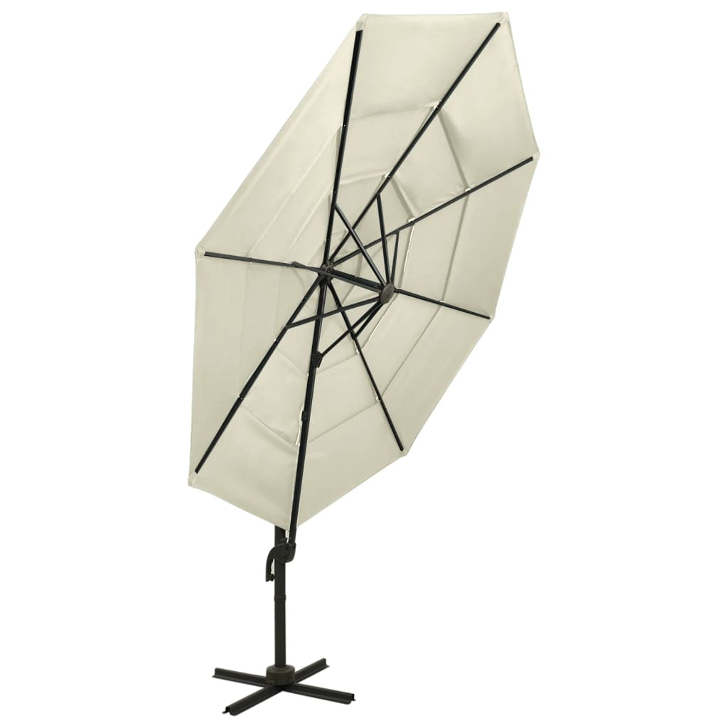 vidaXL Umbrelă de soare 4 niveluri, stâlp de aluminiu, nisipiu, 3x3 m vidaXL Umbrelă de soare 4 niveluri, stâlp de aluminiu, nisipiu, 3x3 m