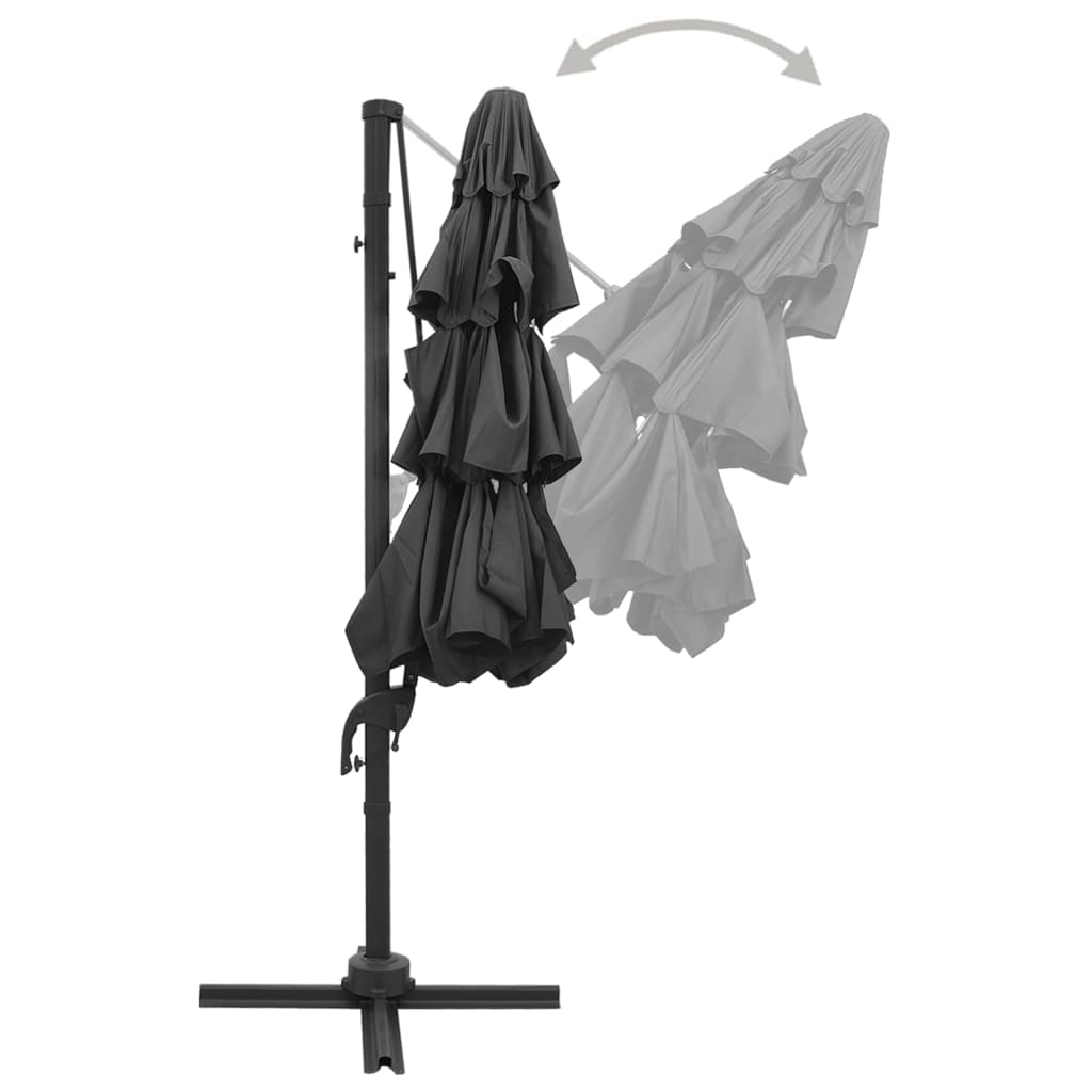 vidaXL Umbrelă de soare cu 4 niveluri, stâlp aluminiu, antracit, 3x3 m