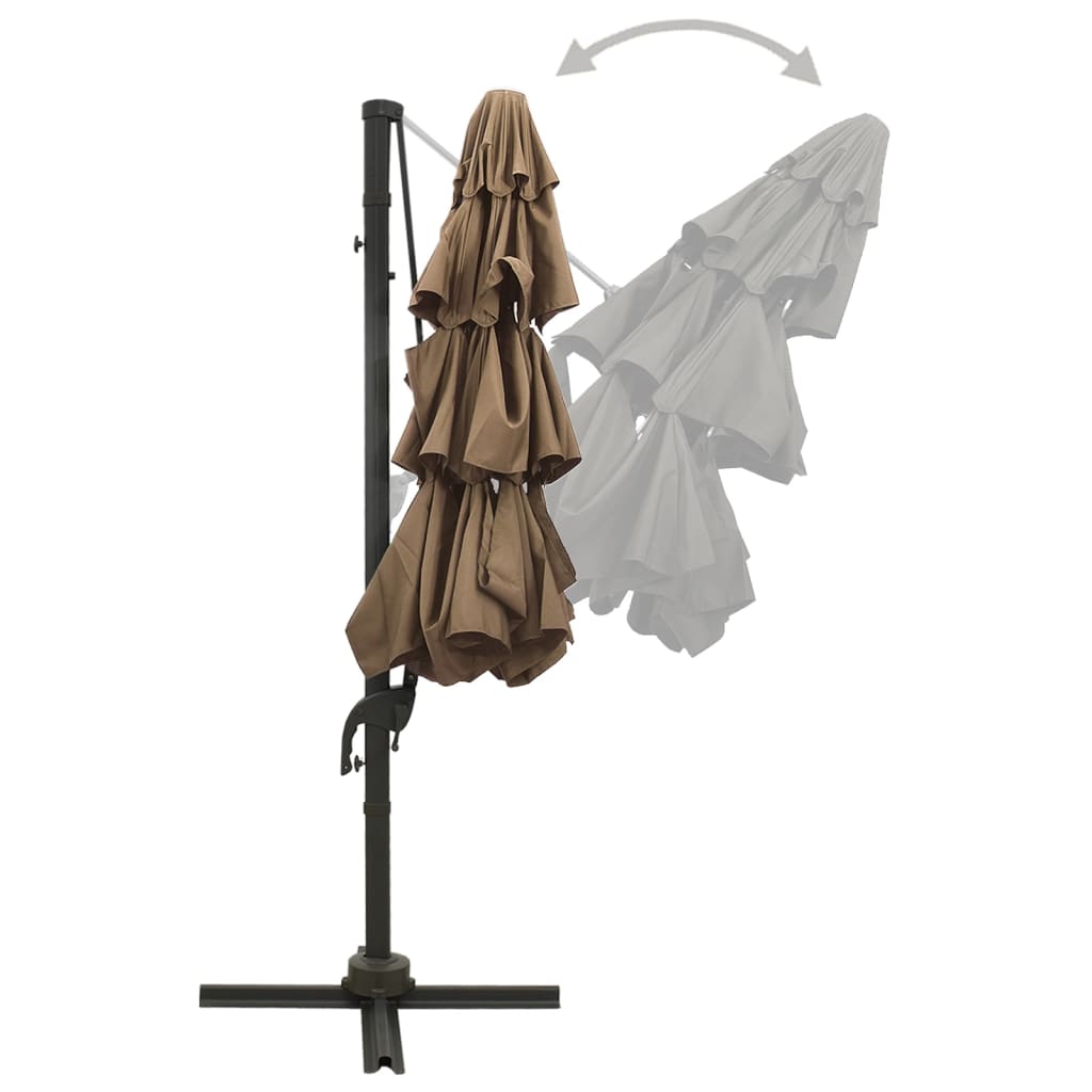vidaXL Umbrelă de soare 4 niveluri, stâlp de aluminiu, taupe, 3x3 m