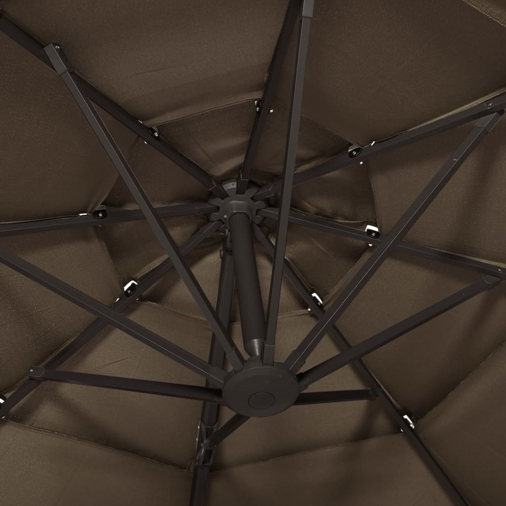 vidaXL Umbrelă de soare 4 niveluri, stâlp de aluminiu, taupe, 3x3 m