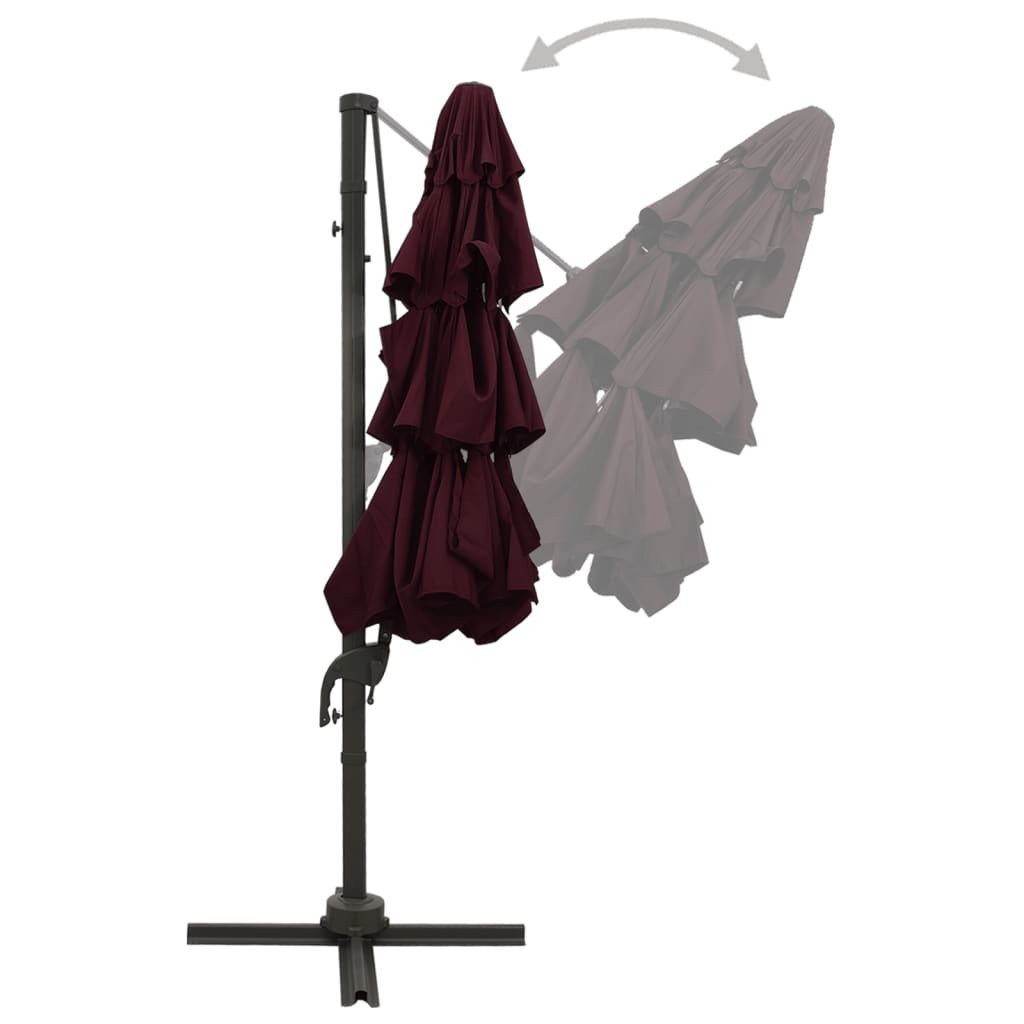 vidaXL Umbrelă soare cu 4 niveluri, stâlp aluminiu, roșu bordo, 3x3 cm vidaXL Umbrelă soare cu 4 niveluri, stâlp aluminiu, roșu bordo, 3x3 cm