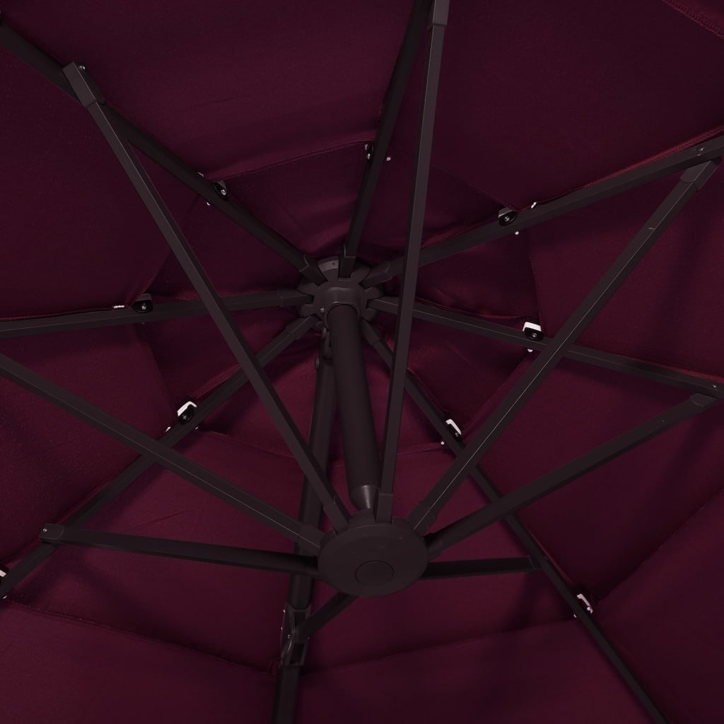 vidaXL Umbrelă soare cu 4 niveluri, stâlp aluminiu, roșu bordo, 3x3 cm vidaXL Umbrelă soare cu 4 niveluri, stâlp aluminiu, roșu bordo, 3x3 cm