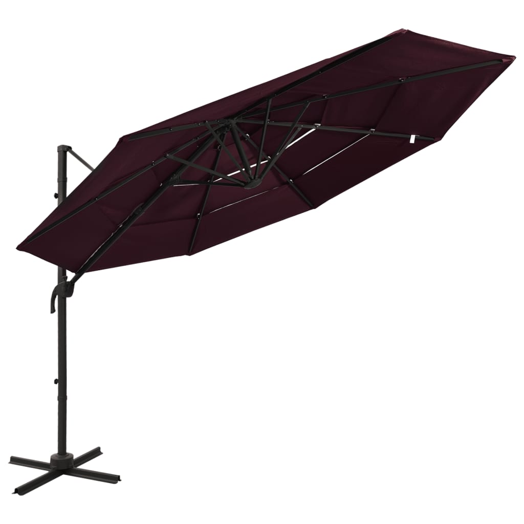vidaXL Umbrelă soare cu 4 niveluri, stâlp aluminiu, roșu bordo, 3x3 cm vidaXL Umbrelă soare cu 4 niveluri, stâlp aluminiu, roșu bordo, 3x3 cm
