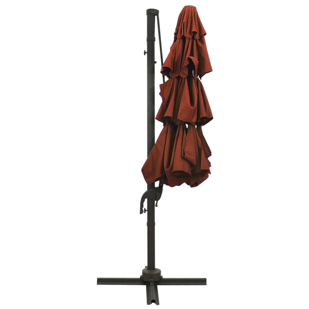 vidaXL Umbrelă de soare cu 4 niveluri, stâlp aluminiu, cărămiziu 3x3 m