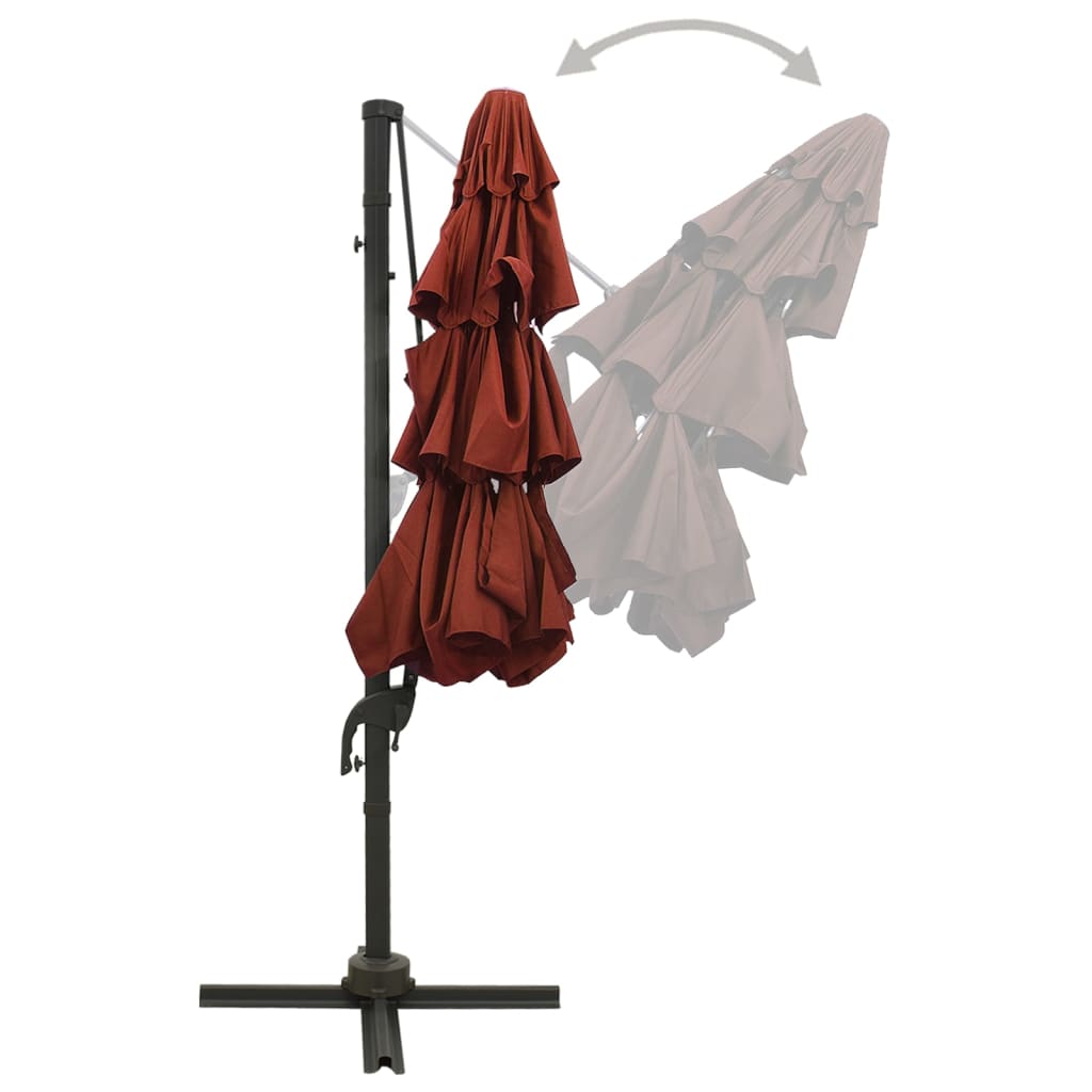 vidaXL Umbrelă de soare cu 4 niveluri, stâlp aluminiu, cărămiziu 3x3 m