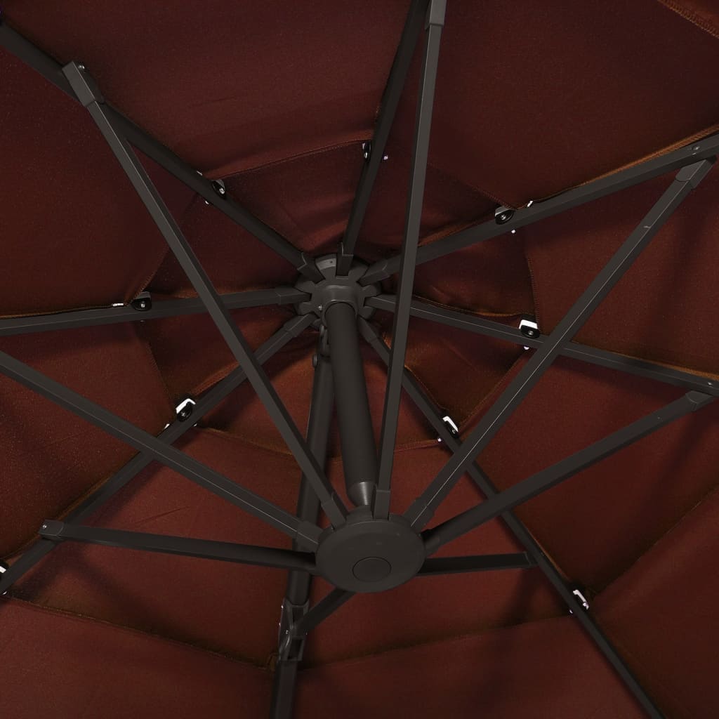 vidaXL Umbrelă de soare cu 4 niveluri, stâlp aluminiu, cărămiziu 3x3 m