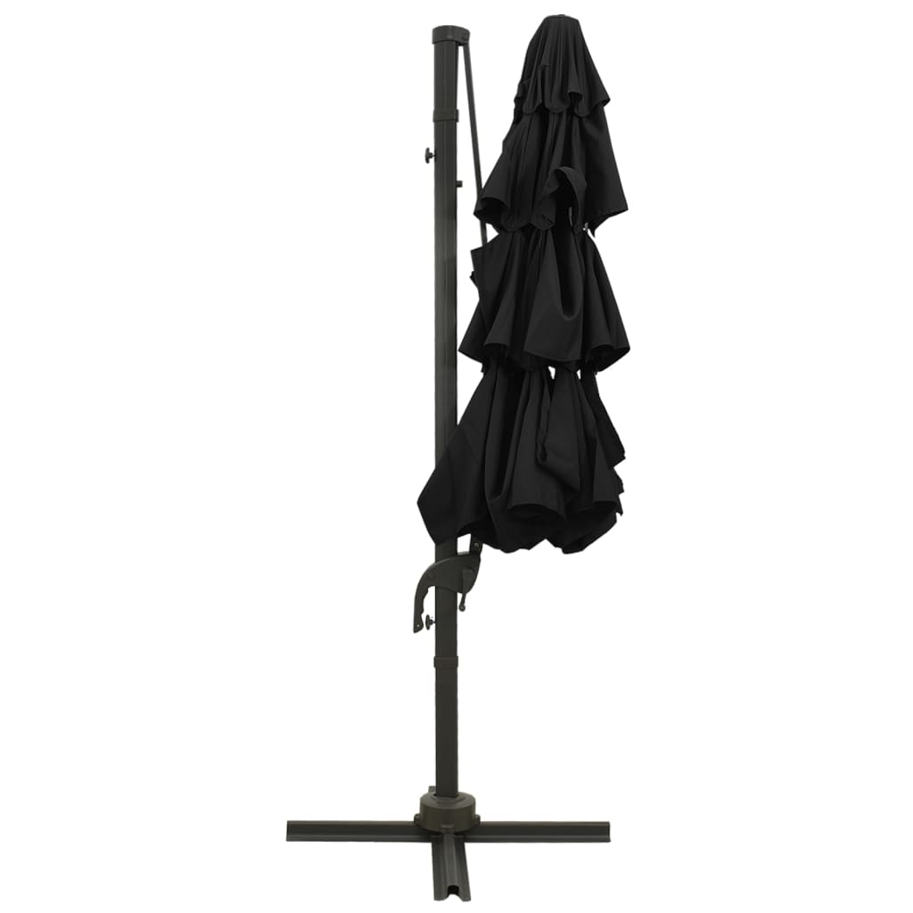 vidaXL Umbrelă de soare cu 4 niveluri, stâlp aluminiu, negru, 3x3 m