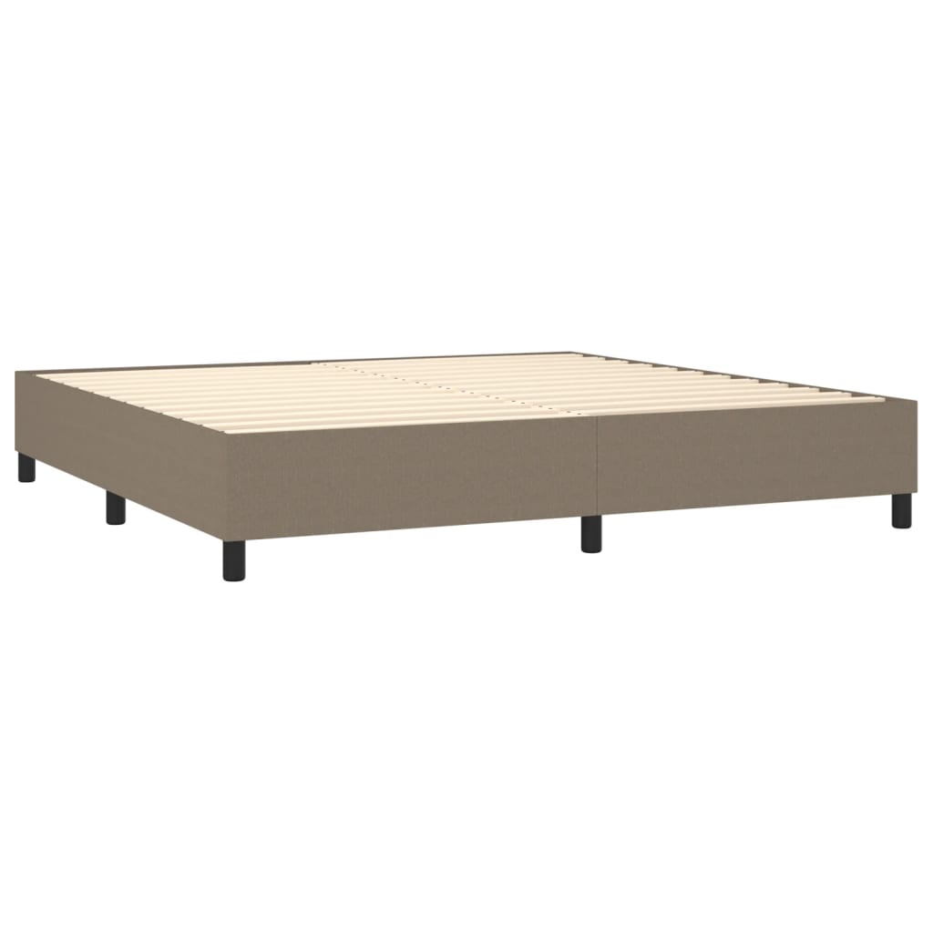 vidaXL Pat cu arcuri, saltea și LED, gri taupe, 200x200 cm, textil