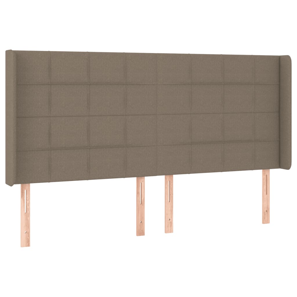 vidaXL Pat cu arcuri, saltea și LED, gri taupe, 200x200 cm, textil