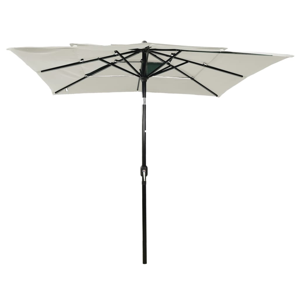 vidaXL Umbrelă de soare 3 niveluri, stâlp aluminiu, nisipiu, 2,5x2,5 m vidaXL Umbrelă de soare 3 niveluri, stâlp aluminiu, nisipiu, 2,5x2,5 m