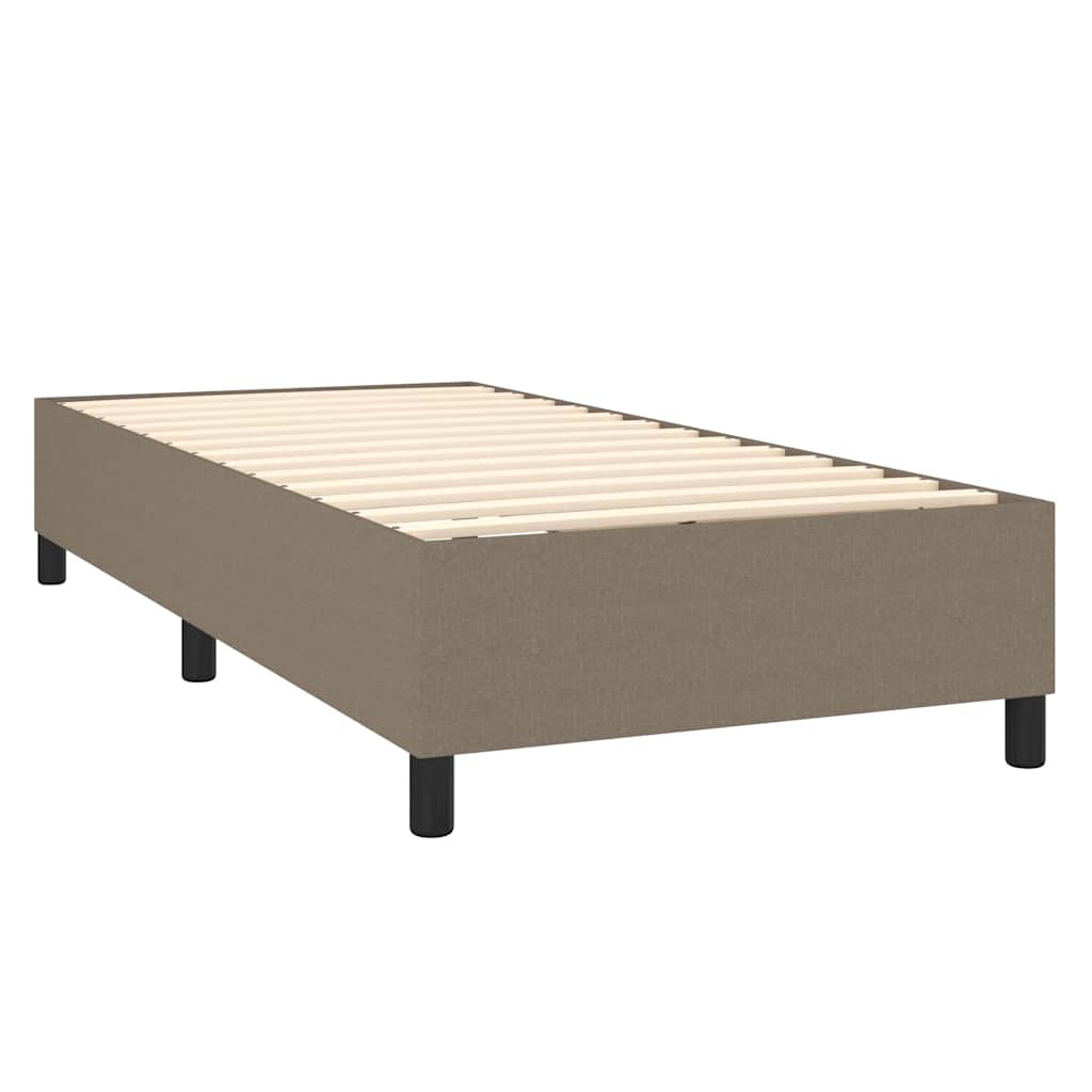 vidaXL Pat cu arcuri, saltea și LED, gri taupe, 90x190 cm, textil