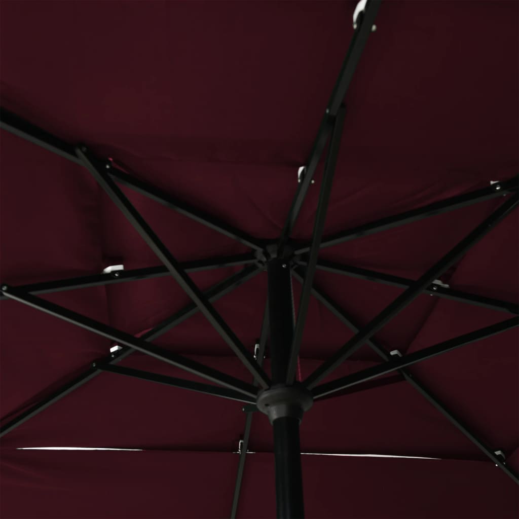 vidaXL Umbrelă de soare 3 niveluri stâlp aluminiu roșu bordo 2,5x2,5 m vidaXL Umbrelă de soare 3 niveluri stâlp aluminiu roșu bordo 2,5x2,5 m
