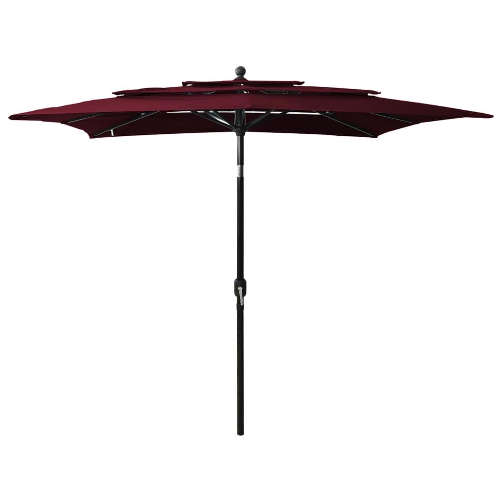 vidaXL Umbrelă de soare 3 niveluri stâlp aluminiu roșu bordo 2,5x2,5 m vidaXL Umbrelă de soare 3 niveluri stâlp aluminiu roșu bordo 2,5x2,5 m