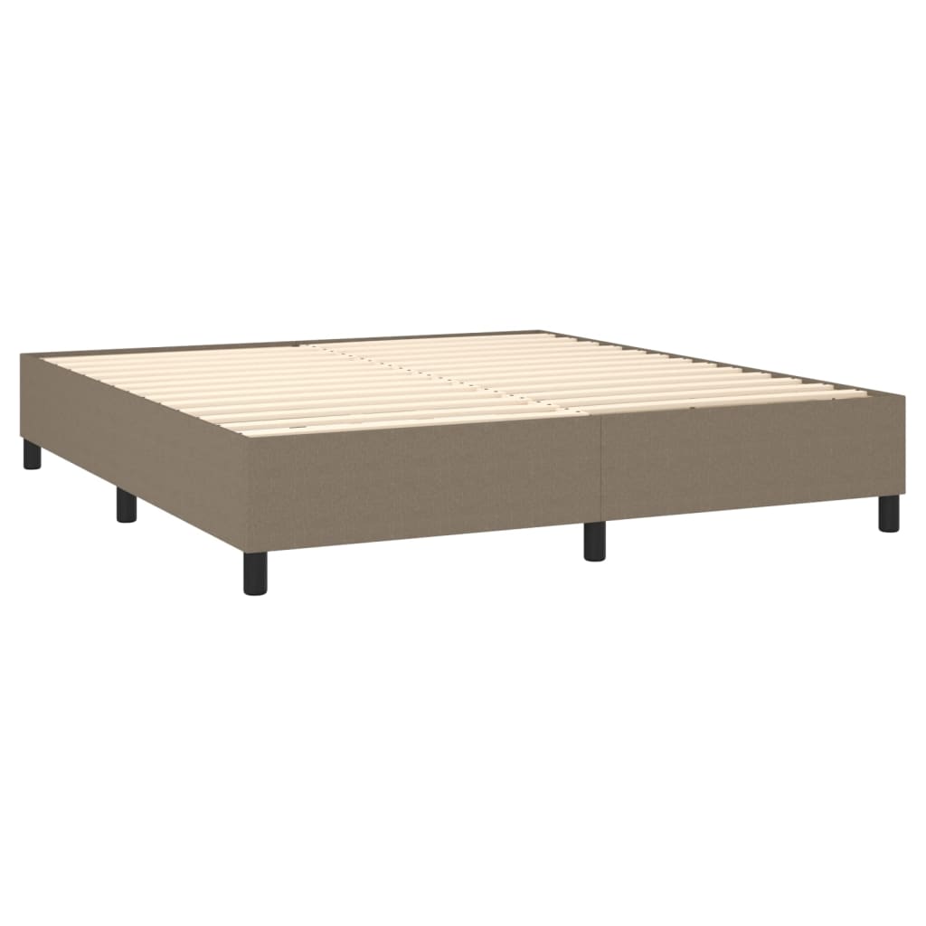 vidaXL Pat cu arcuri, saltea și LED, gri taupe, 160x200 cm, textil