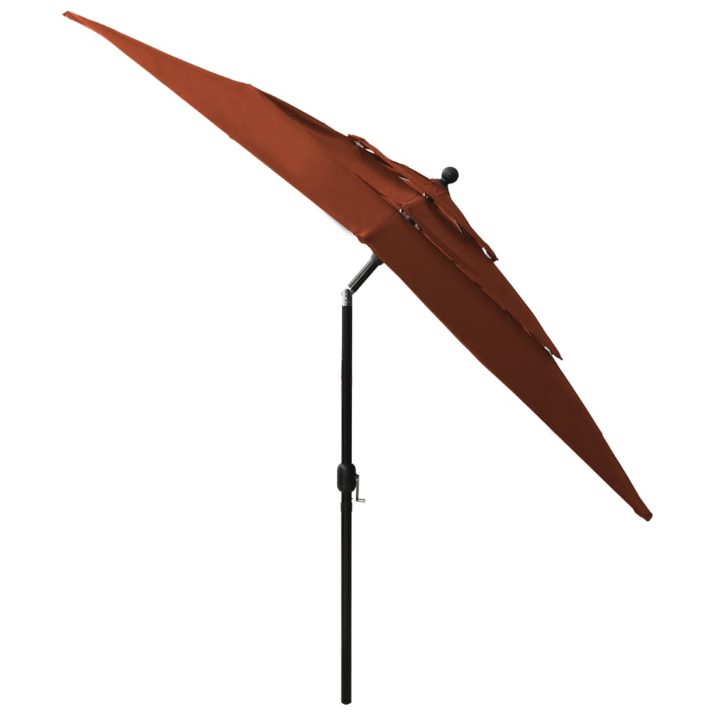 vidaXL Umbrelă de soare 3 niveluri, stâlp aluminiu cărămiziu 2,5x2,5 m