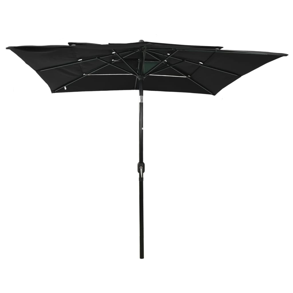 vidaXL Umbrelă de soare 3 niveluri, stâlp aluminiu, negru, 2,5x2,5 m vidaXL Umbrelă de soare 3 niveluri, stâlp aluminiu, negru, 2,5x2,5 m