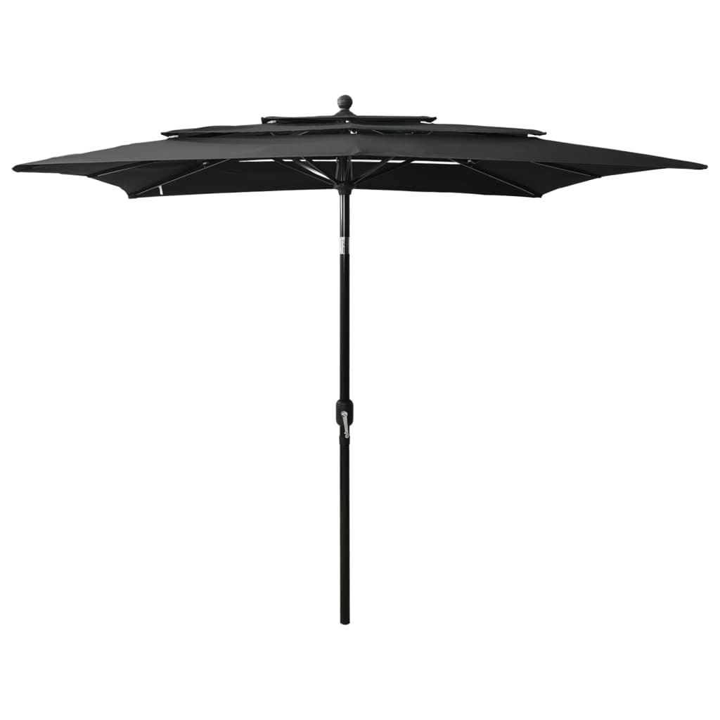 vidaXL Umbrelă de soare 3 niveluri, stâlp aluminiu, negru, 2,5x2,5 m vidaXL Umbrelă de soare 3 niveluri, stâlp aluminiu, negru, 2,5x2,5 m