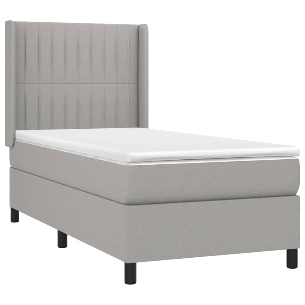 vidaXL Pat cu arcuri, saltea și LED, gri deschis, 80x200 cm, textil vidaXL Pat cu arcuri, saltea și LED, gri deschis, 80x200 cm, textil