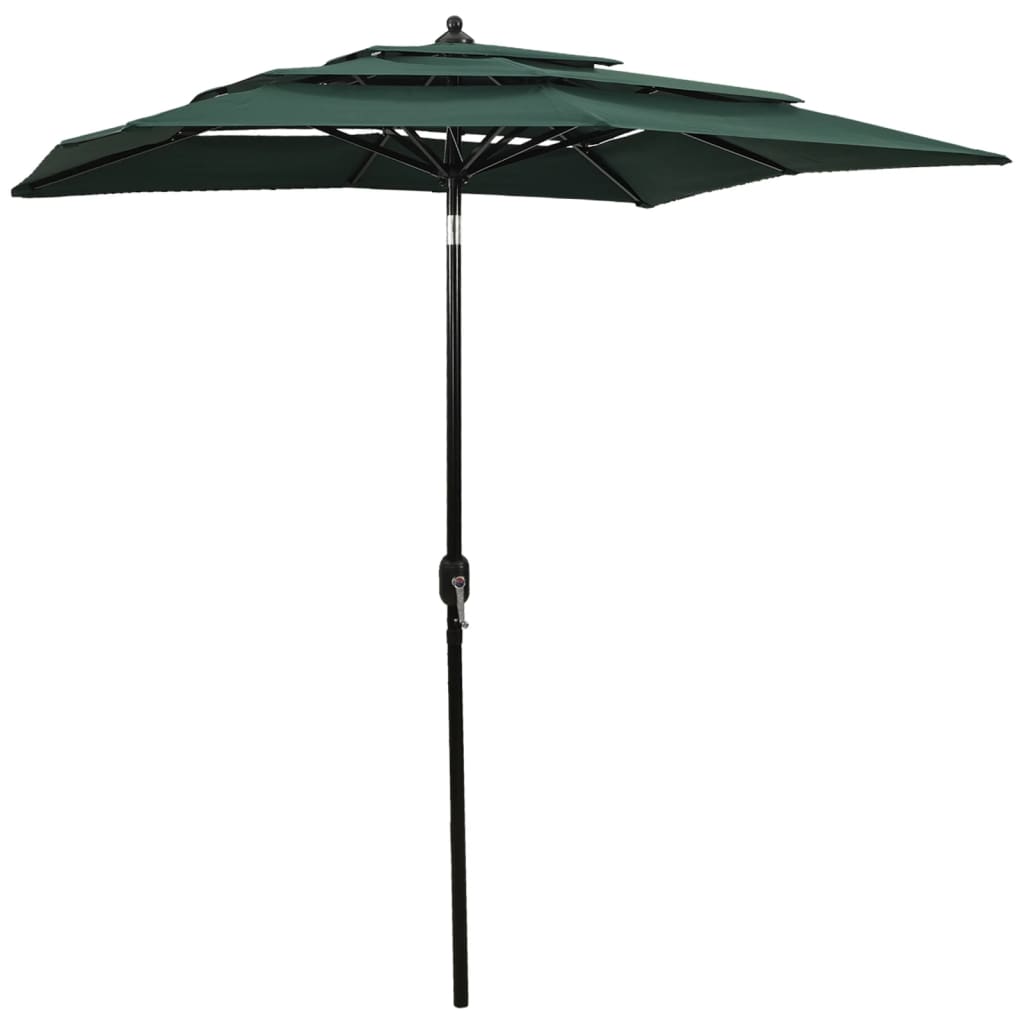 vidaXL Umbrelă grădină 3 niveluri, stâlp din aluminiu, verde, 2x2 m vidaXL Umbrelă grădină 3 niveluri, stâlp din aluminiu, verde, 2x2 m